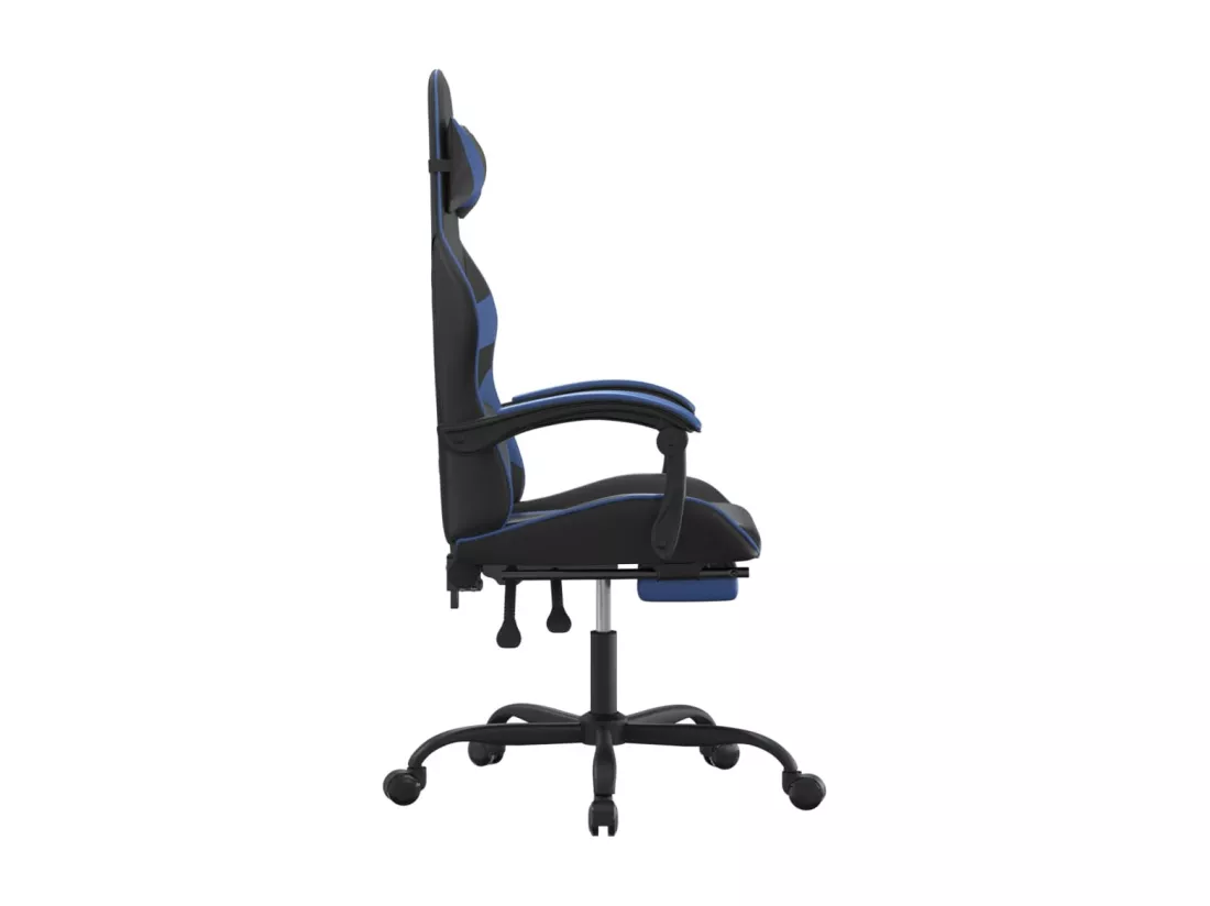 Chaise de jeu pivotante et repose-pied Noir et bleu Similicuir