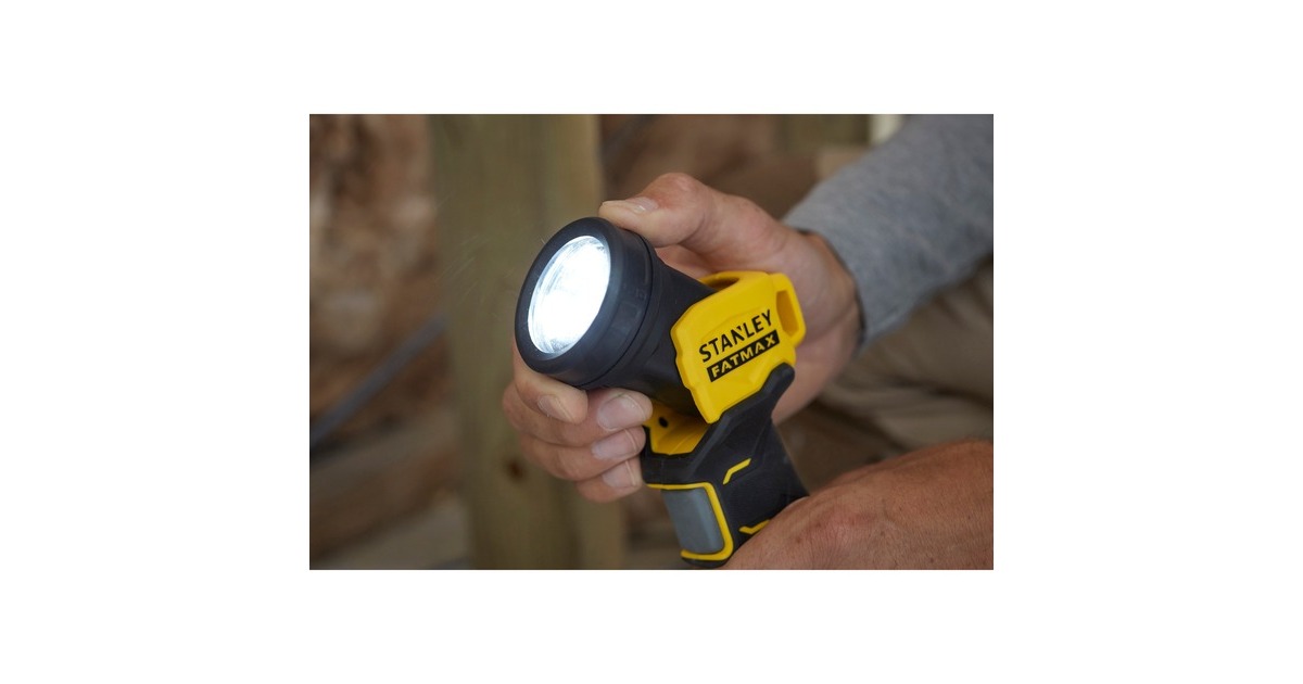 StanleyFATMAX V20 18V LED lamp met draaibare kop werklamp  (Geel/zwart, Accu en oplader niet inbegrepen)