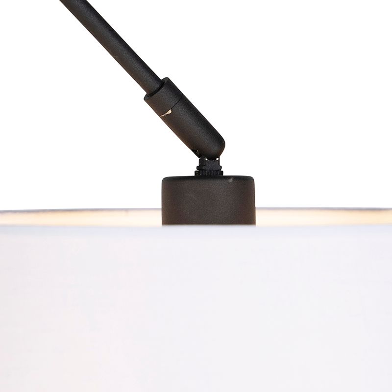 Hanglamp zwart met linnen kap wit 35 cm - Blitz