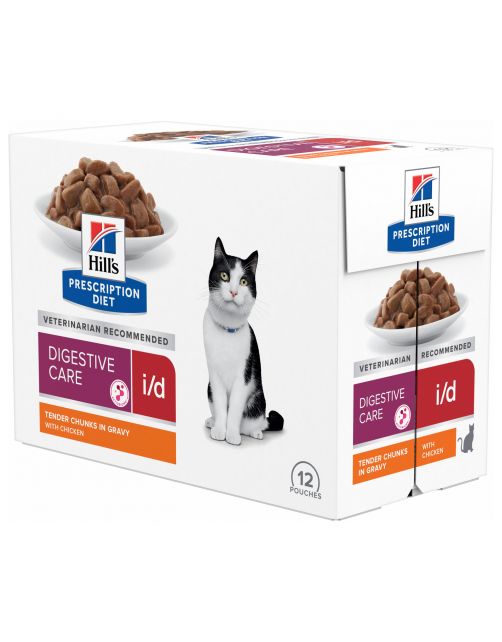Hill's Prescription Diet I\/D Digestive Care Maaltijdzakjes - Kattenvoer - Kip 12x85 g