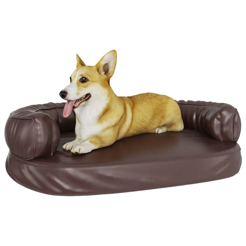 Lit pour chien ergonomique mousse marron 88x65 cm similicuir
