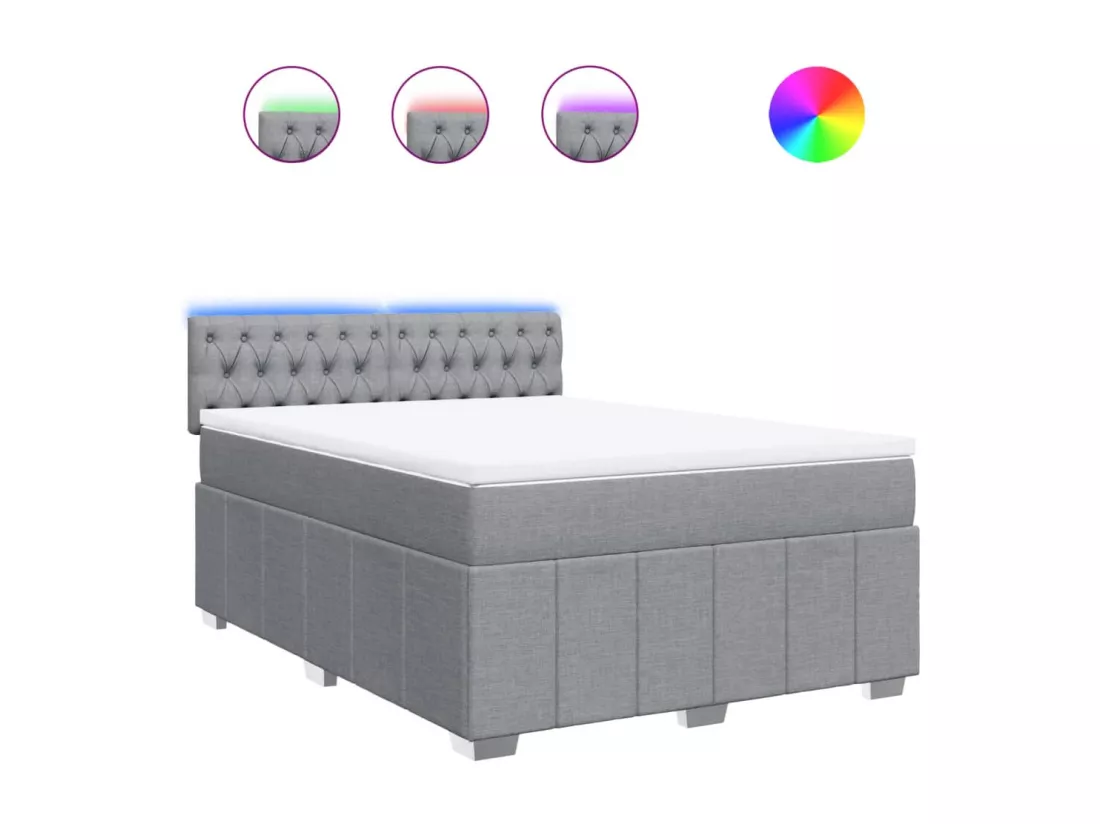 Sommier à lattes de lit avec matelas Gris clair 140x190cm Tissu
