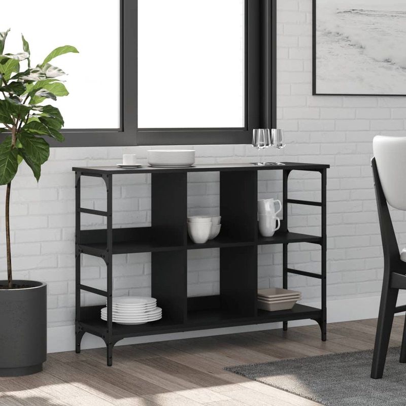 vidaXL - Dressoir - Zwart - Bewerkte Hout - 102x32x73,5 cm