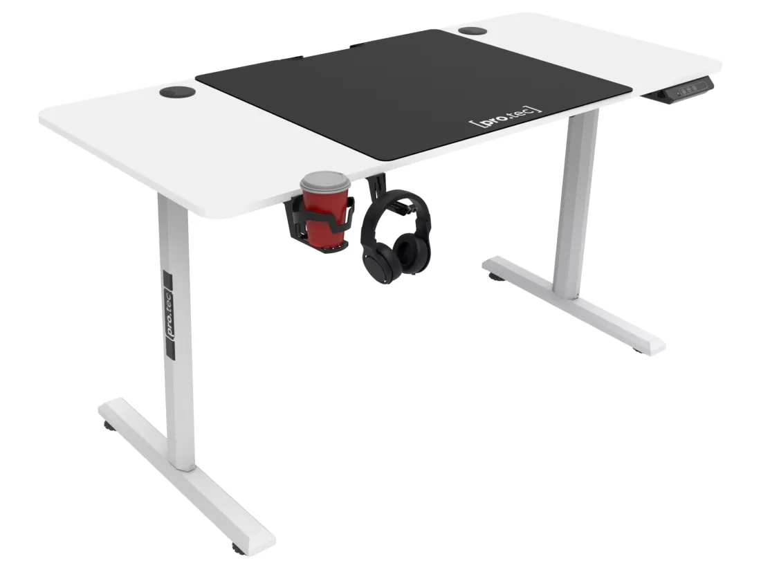 Bureau électrique Hayward à hauteur réglable 140 x 60 x 72 - 117 cm blanc [pro.tec]