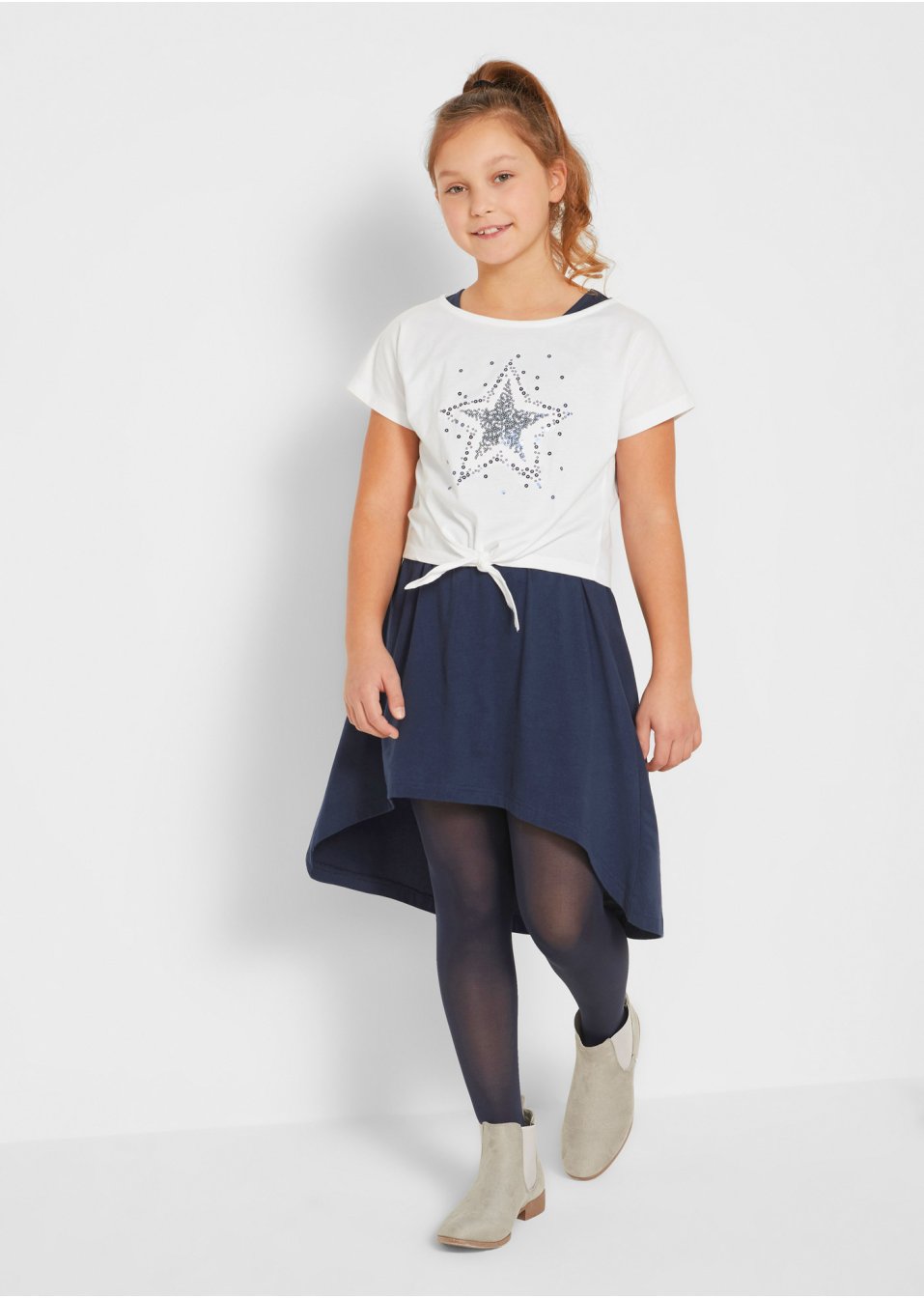 Robe et T-shirt fille (Ens. 2 pces.) en coton