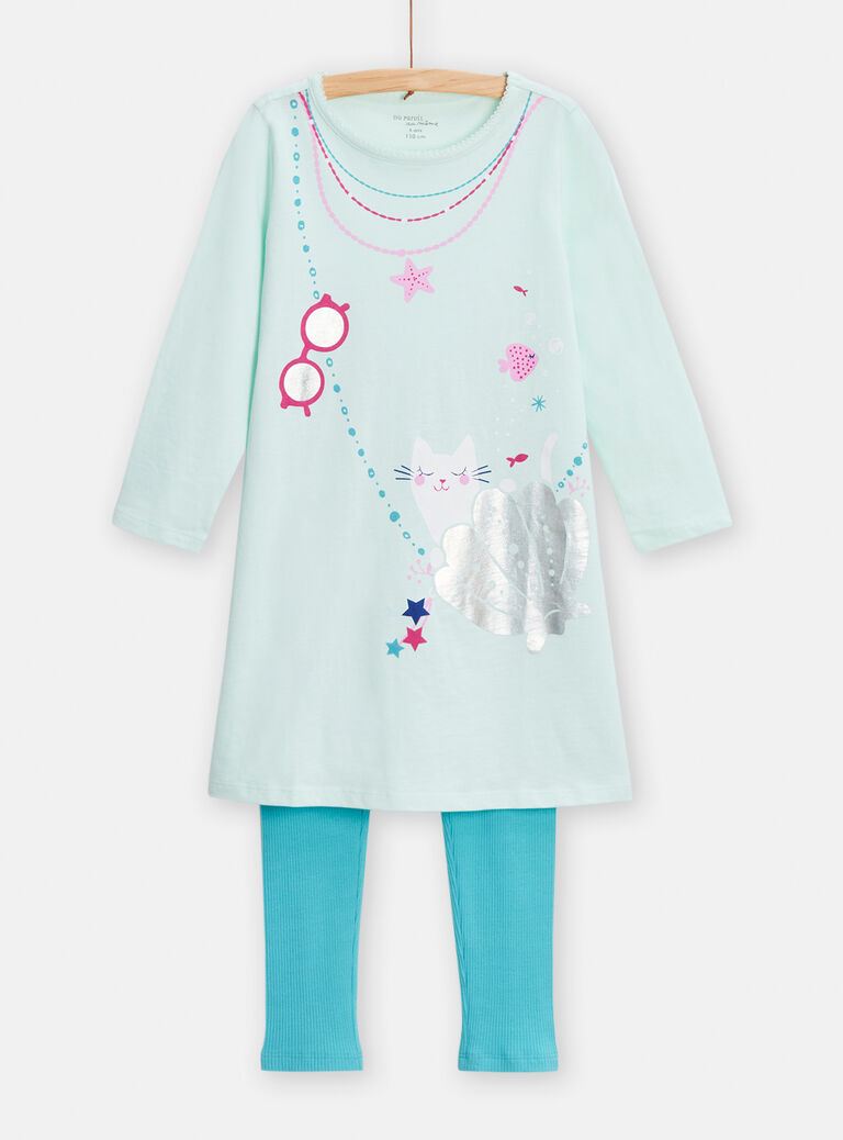 Chemise de nuit bleu animation girly pour fille