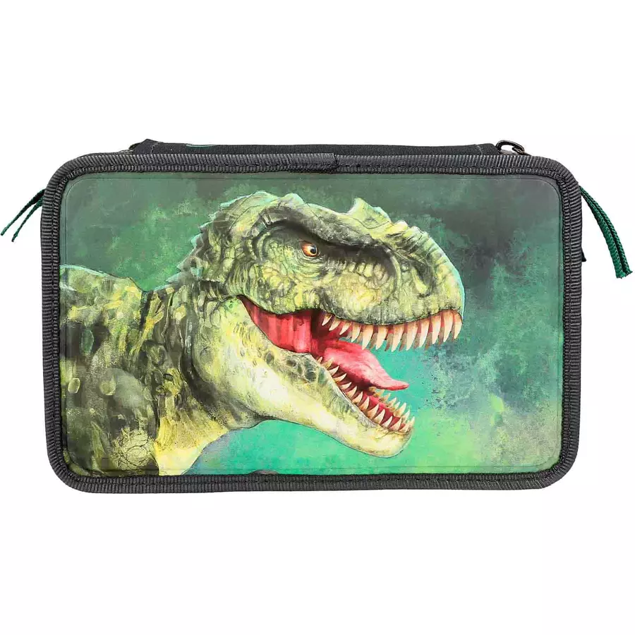 Depesche 3-Fach Federtasche mit 3D Effekt Dino World 20 x 13 cm grün