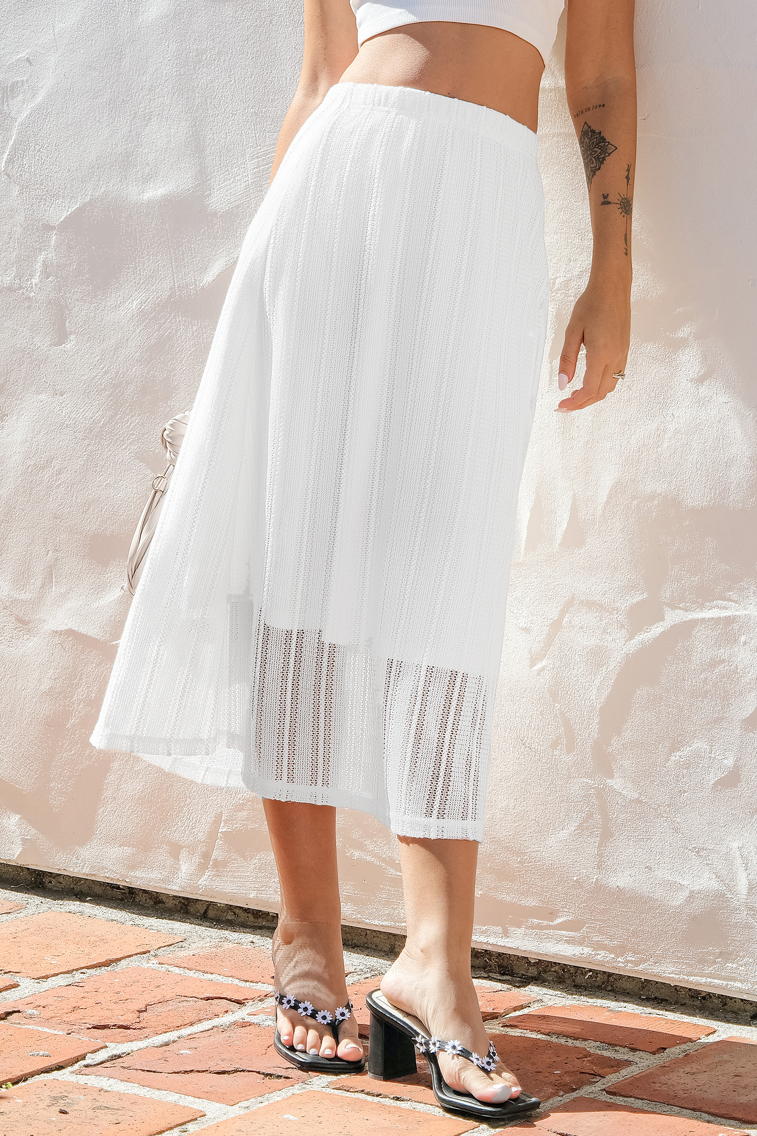 Jupe maxi blanche tissée