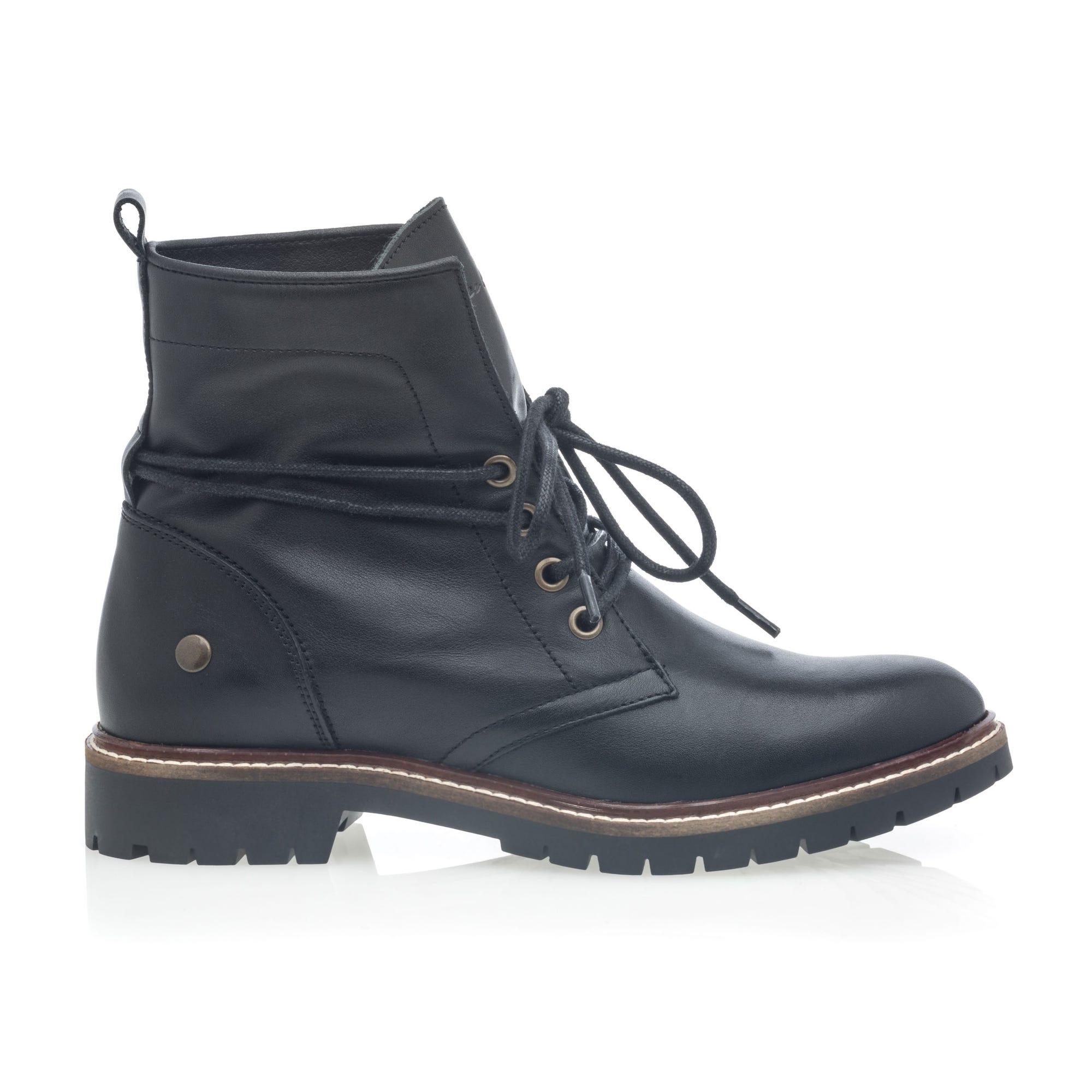 Bottines à lacets Femme en cuir noir