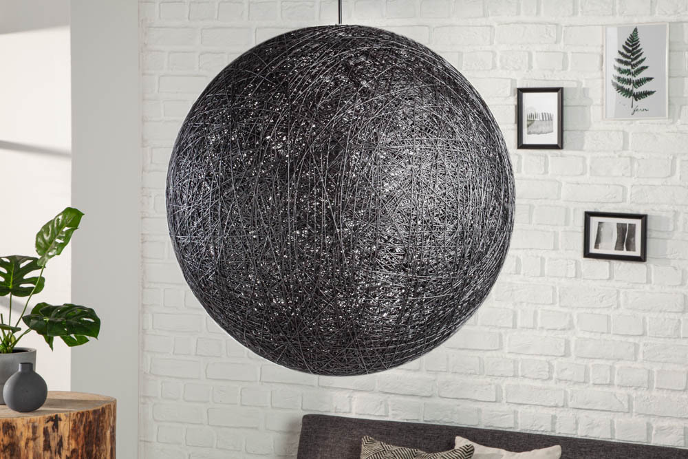 Filigrane Hängelampe COCOONING XL 60cm schwarz Kugelleuchte