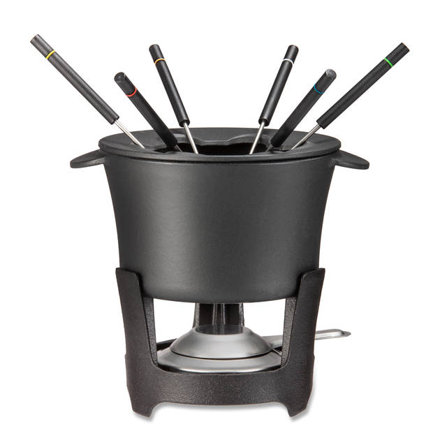 Blokker Forte fondueset - 1,3 liter - gietijzer - zwart