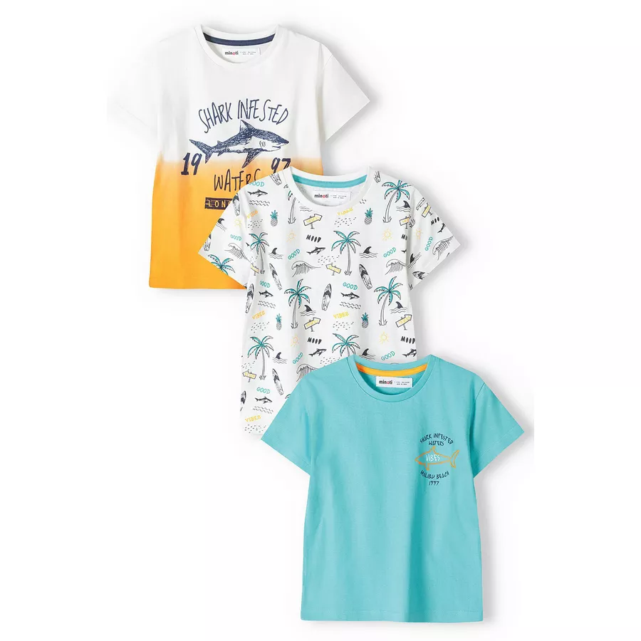MINOTI 3er-Pack T-Shirts WeißAquamarinOrange