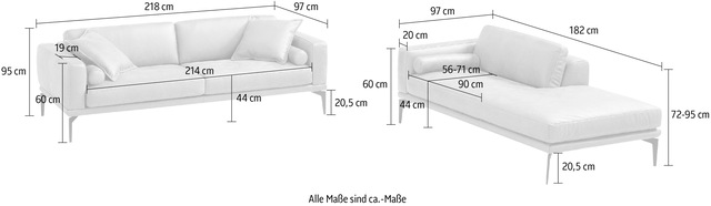 Egoitaliano Polstergarnitur »Masu, Design trifft sensationellen Sitzkomfort« Höhe der Rückenkissen und Sitztiefe verstellbar, 3 Rollkissen