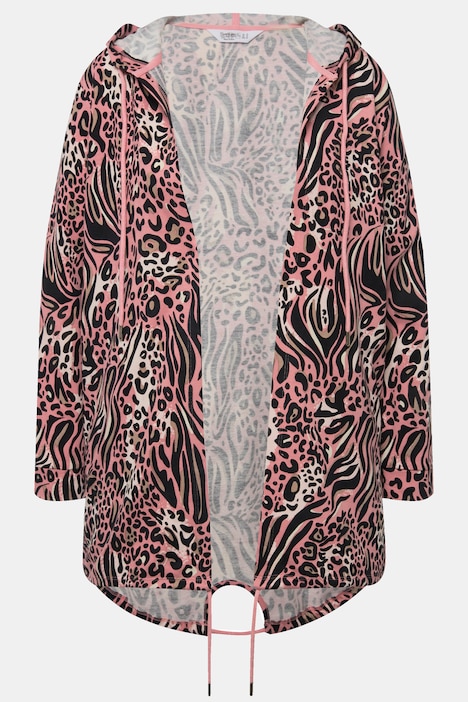 Hoodie-Jacke, Sweat mit Animal-Mustermix, Kapuze, Langarm