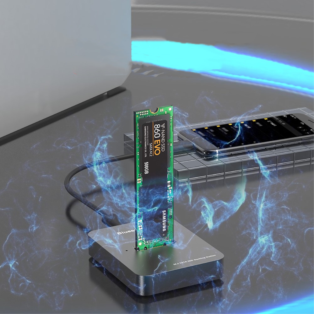 USB A / USB C 3.1 SATA Docking Station Kartenlesegerät Card Reader für M.2 NVME SSD Festplatten (Bis 2TB) - Grau