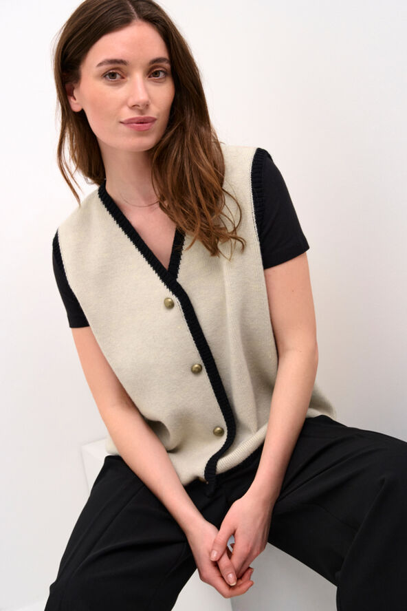 Cream CRTiffi Knit Vest Ancient scroll