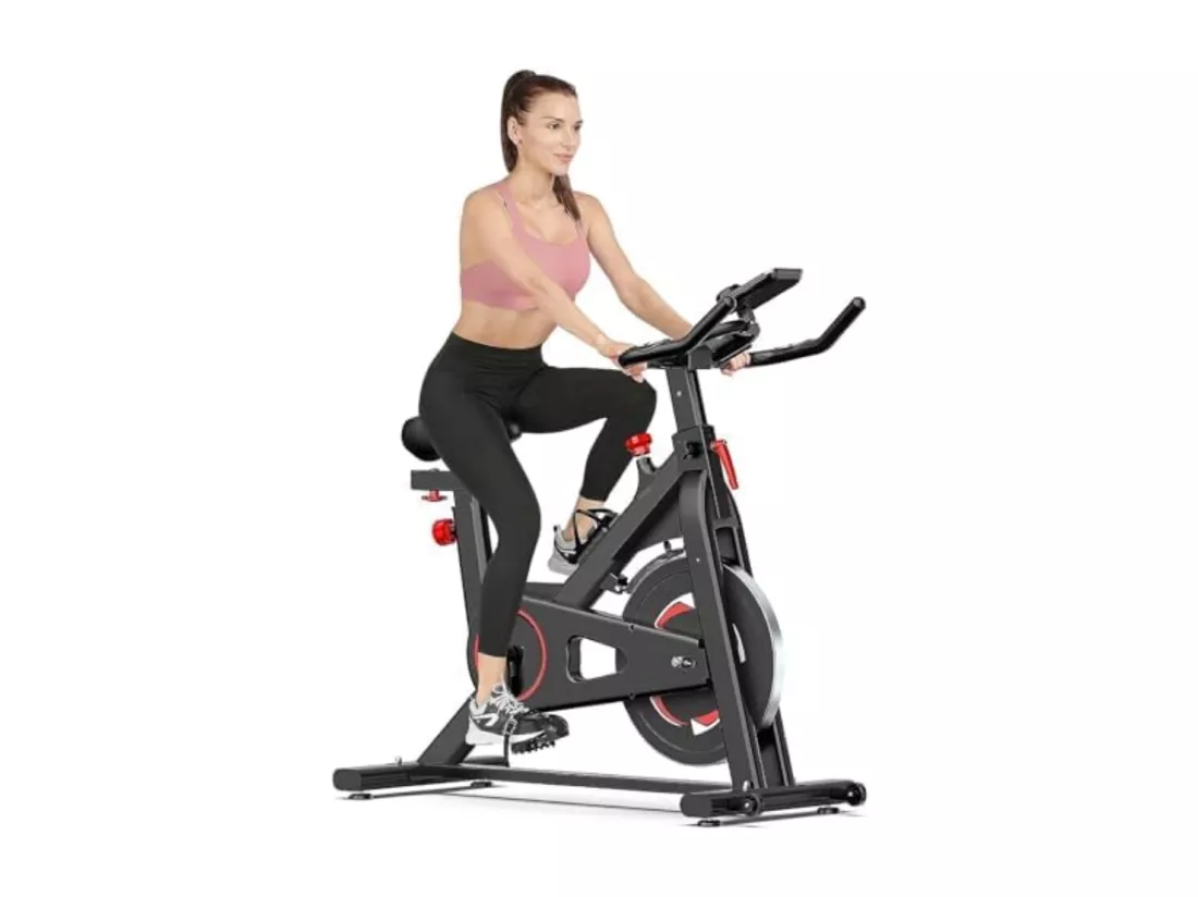 Vélo d'Appartement DripeX, vélo spinning avec roue d'inertie 8Kg, avec Siège Réglable et Moniteur LCD, capteur fréquence cardiaque