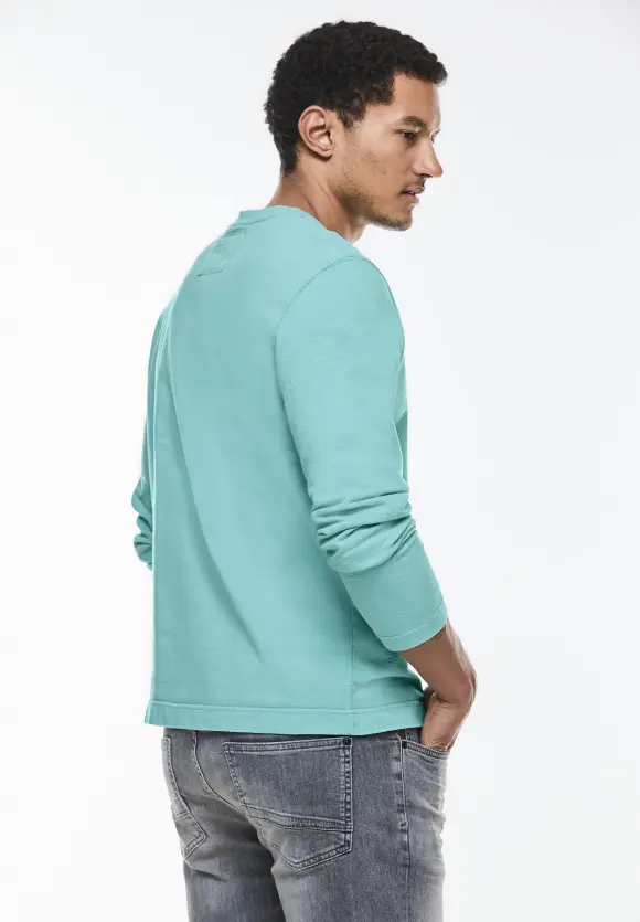 Washed Henleyshirt - aurora turquoise