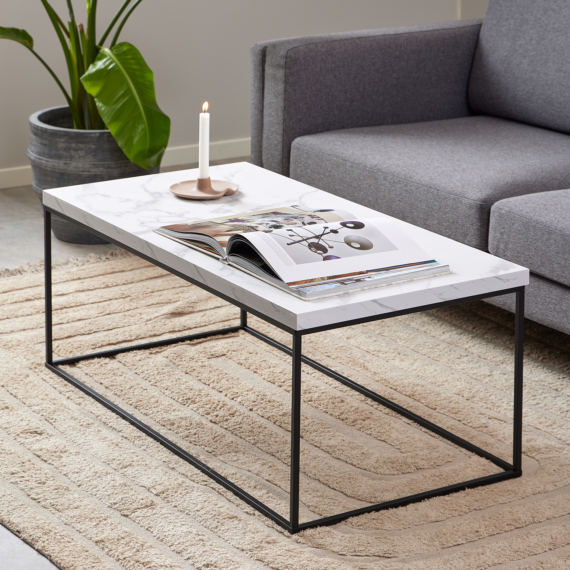 Couchtisch BAROSSA - weiß-schwarz matt - 110 cm
