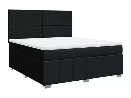 Sommier à lattes de lit avec matelas Noir 180x200 cm Tissu