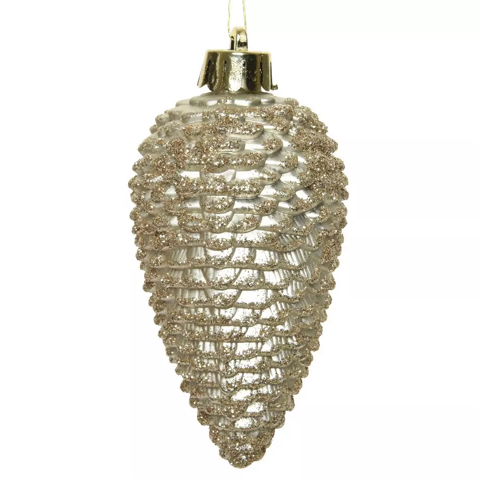 Lot de 6 pommes de pin à suspendre (H8 cm) Alpine Perle