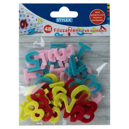 Stylex Zahlen Deko-Konfetti 48 Stück aus Filz ideal z. Bsp.: für Schulanfang