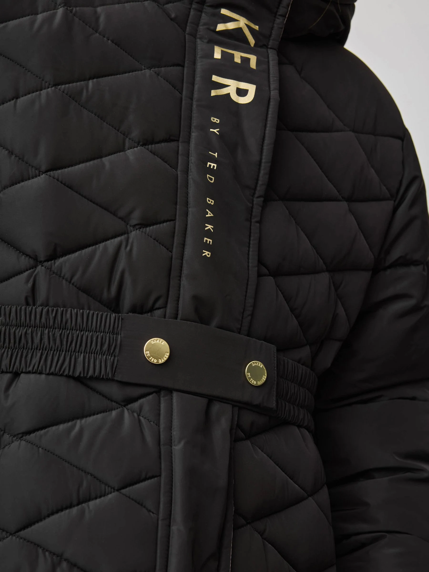 Zwart - Baker by Ted Baker - Regenbestendige halfzware gevoerde jas met ceintuur