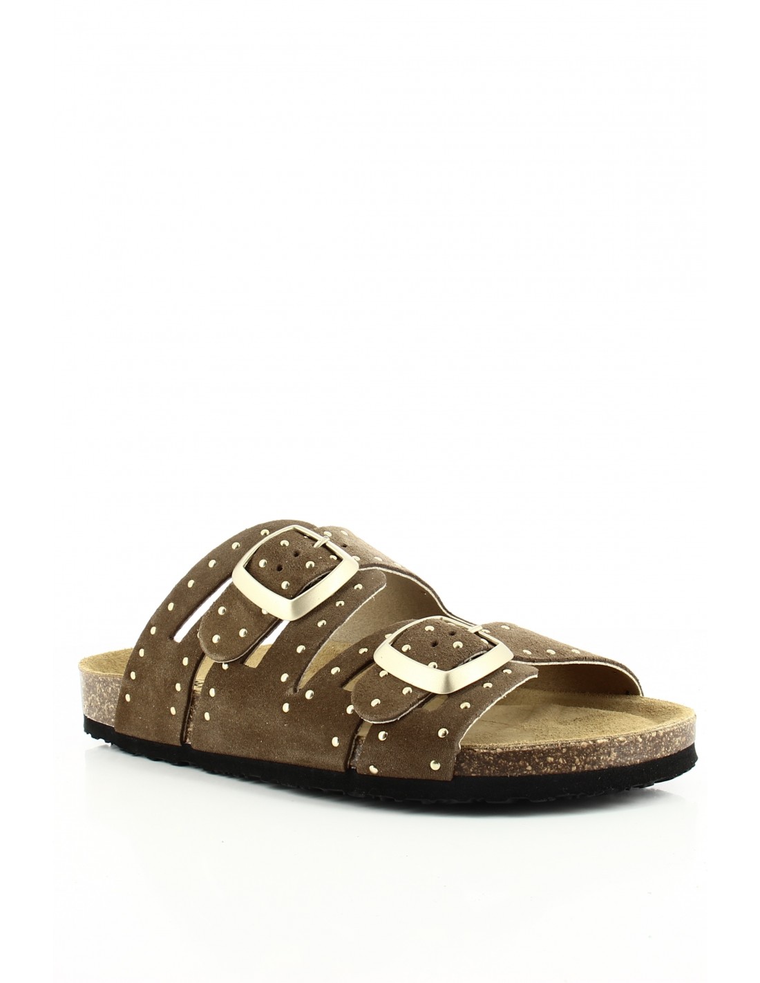 plakton Mules Femme Bermudas Cuir Marron