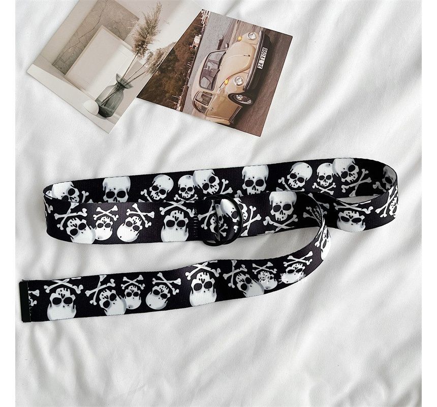 Lunashore - Set van 2: Canvas riem met schedelprint