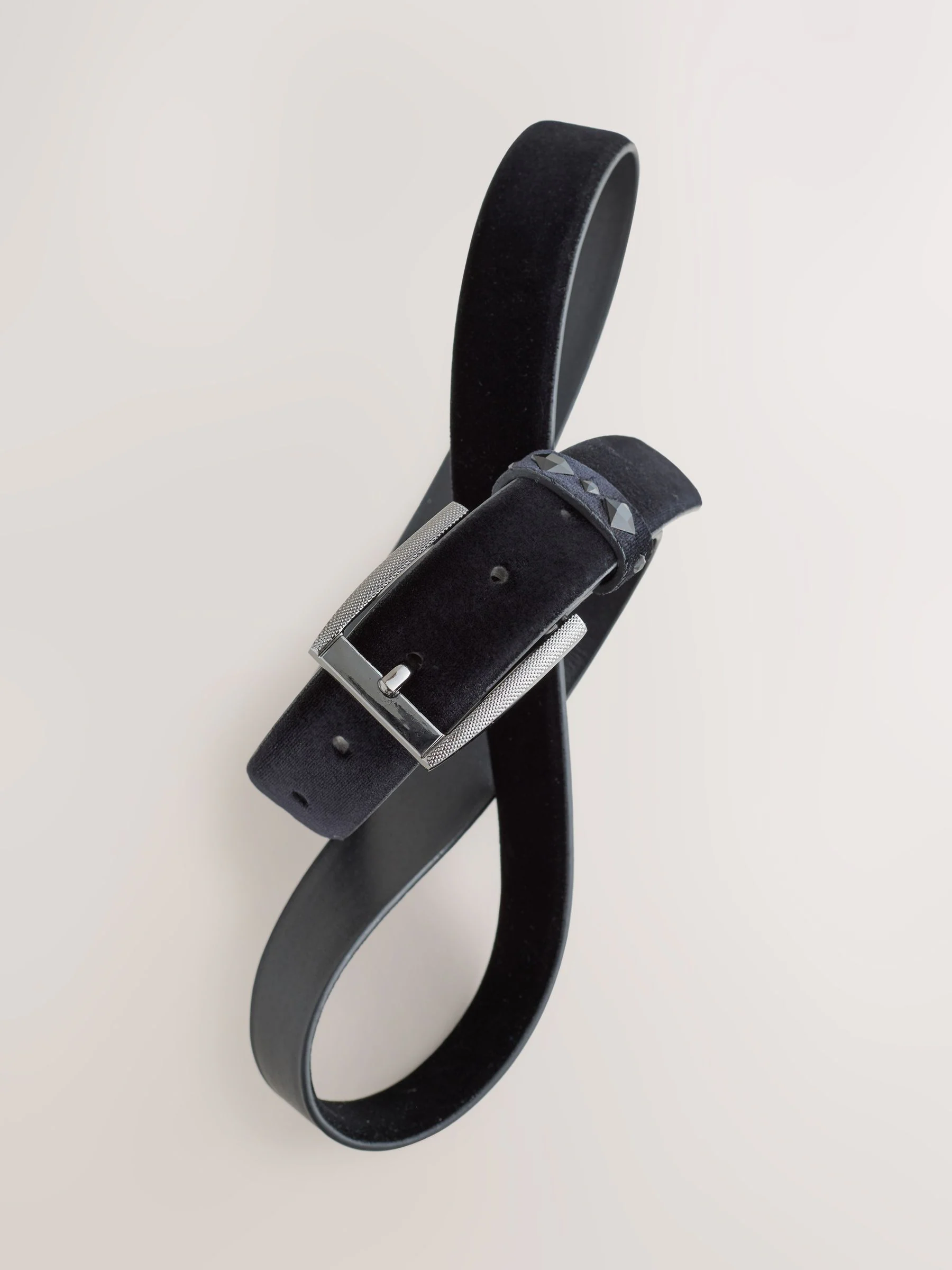 Zwart - Velvet Belt With Stud Detail