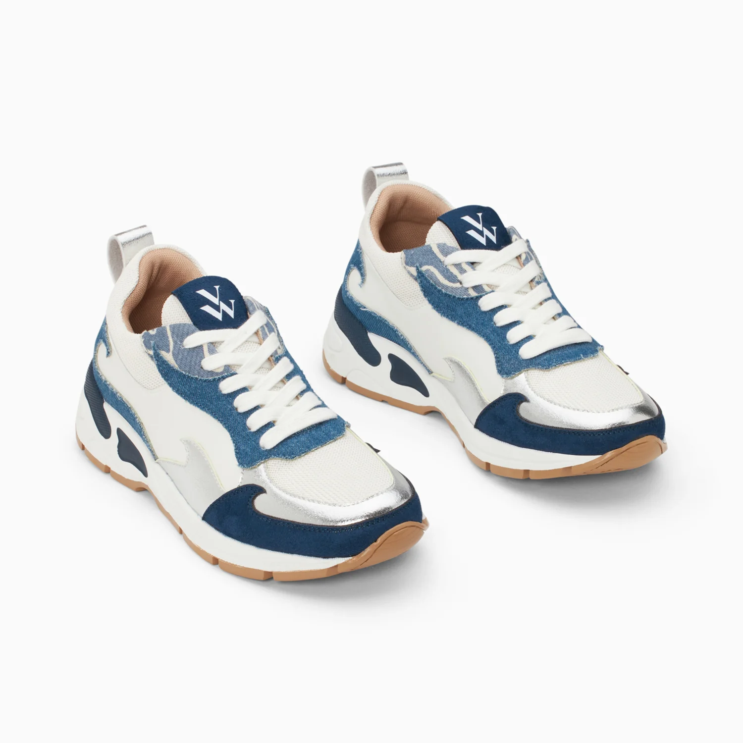 Sneakers-Baskets flamme Juliette blanc et denim