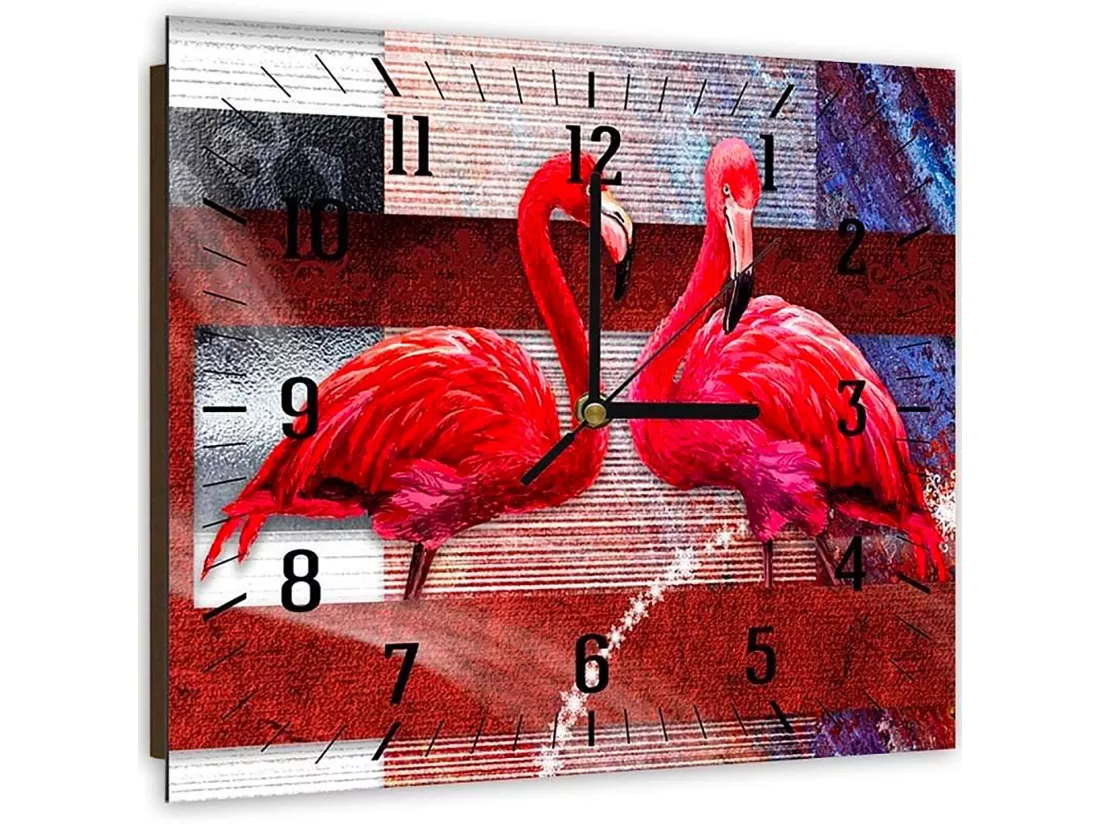 Horloge Murale Élégante avec Flamants Roses - 40 x 40 cm