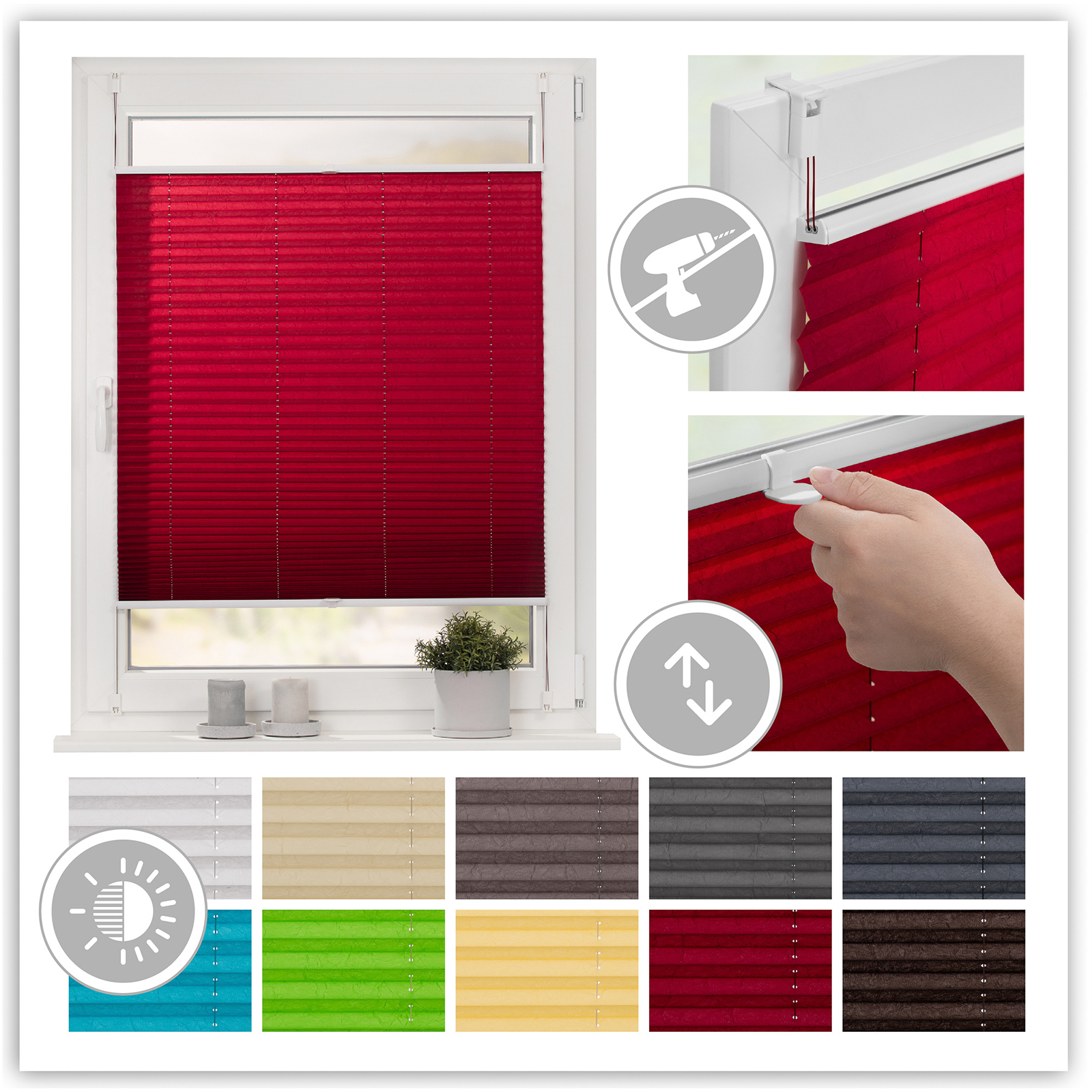 LICHTBLICK Plissee - brombeere - Crushed-Optik - 45x130 cm