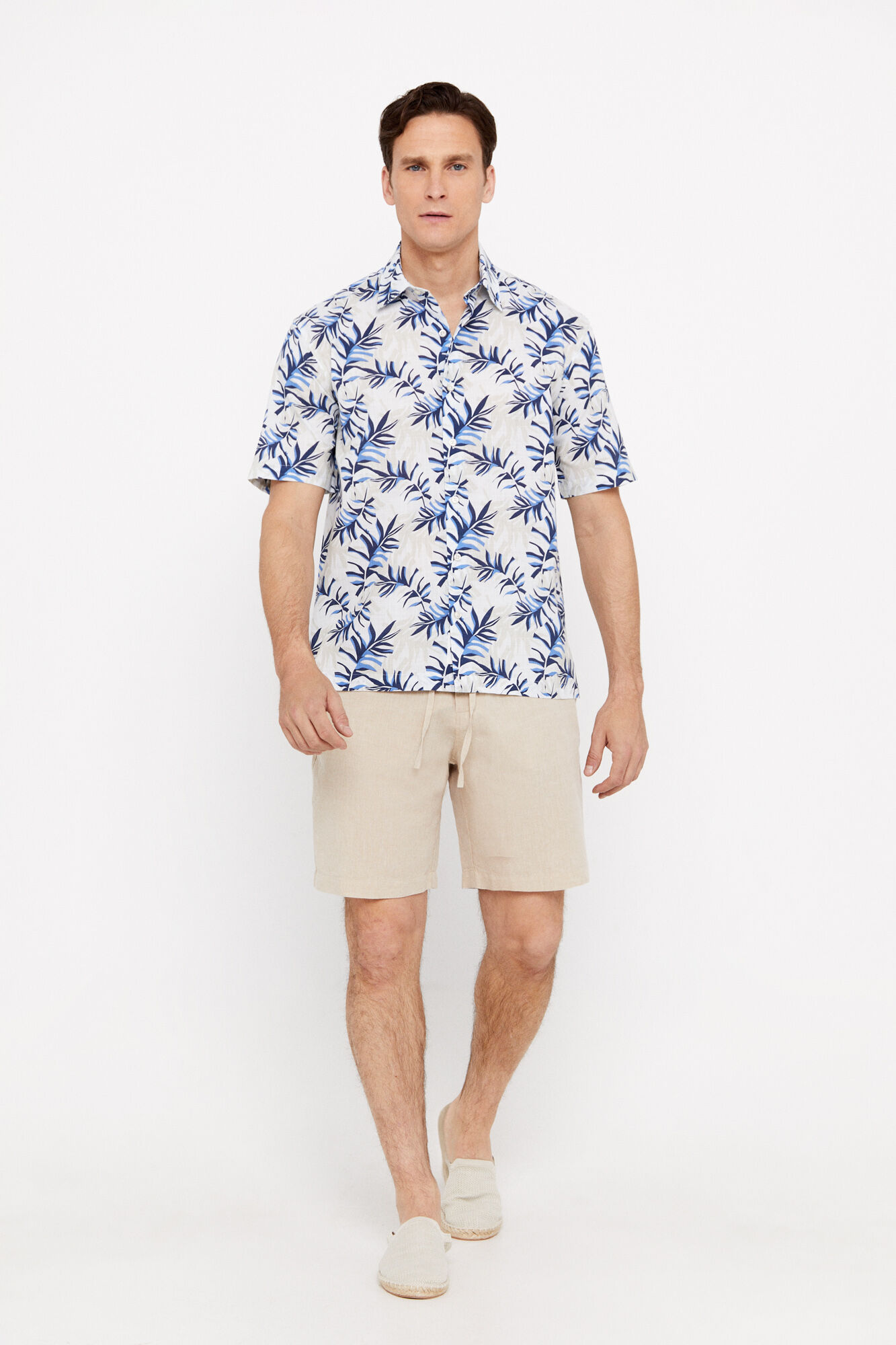 Camisa estampada de manga curta - Azul marinho