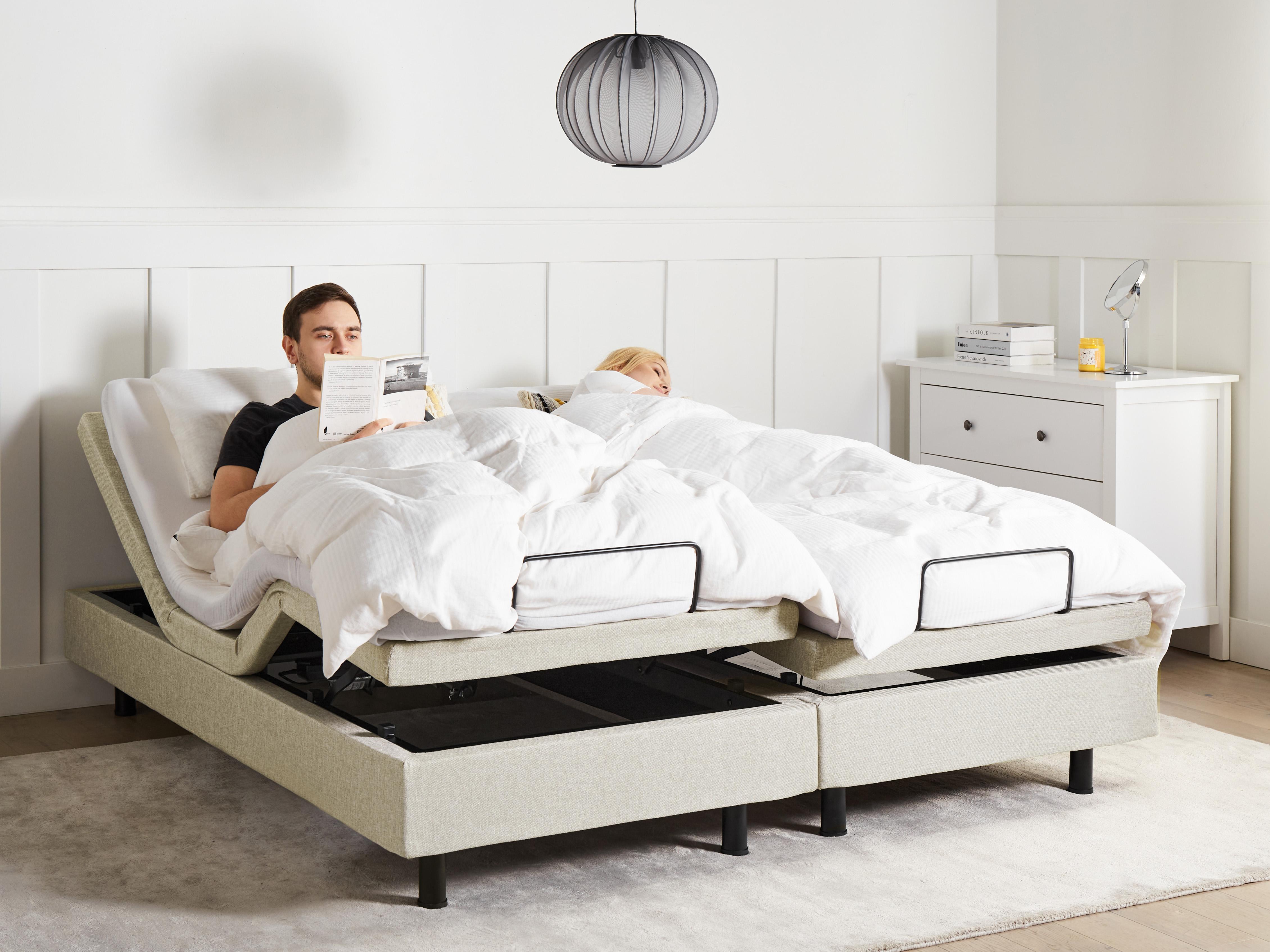 Verstelbaar bed zonder hoofdbord Stof CASTELLAN 180 x 200 cm Beige