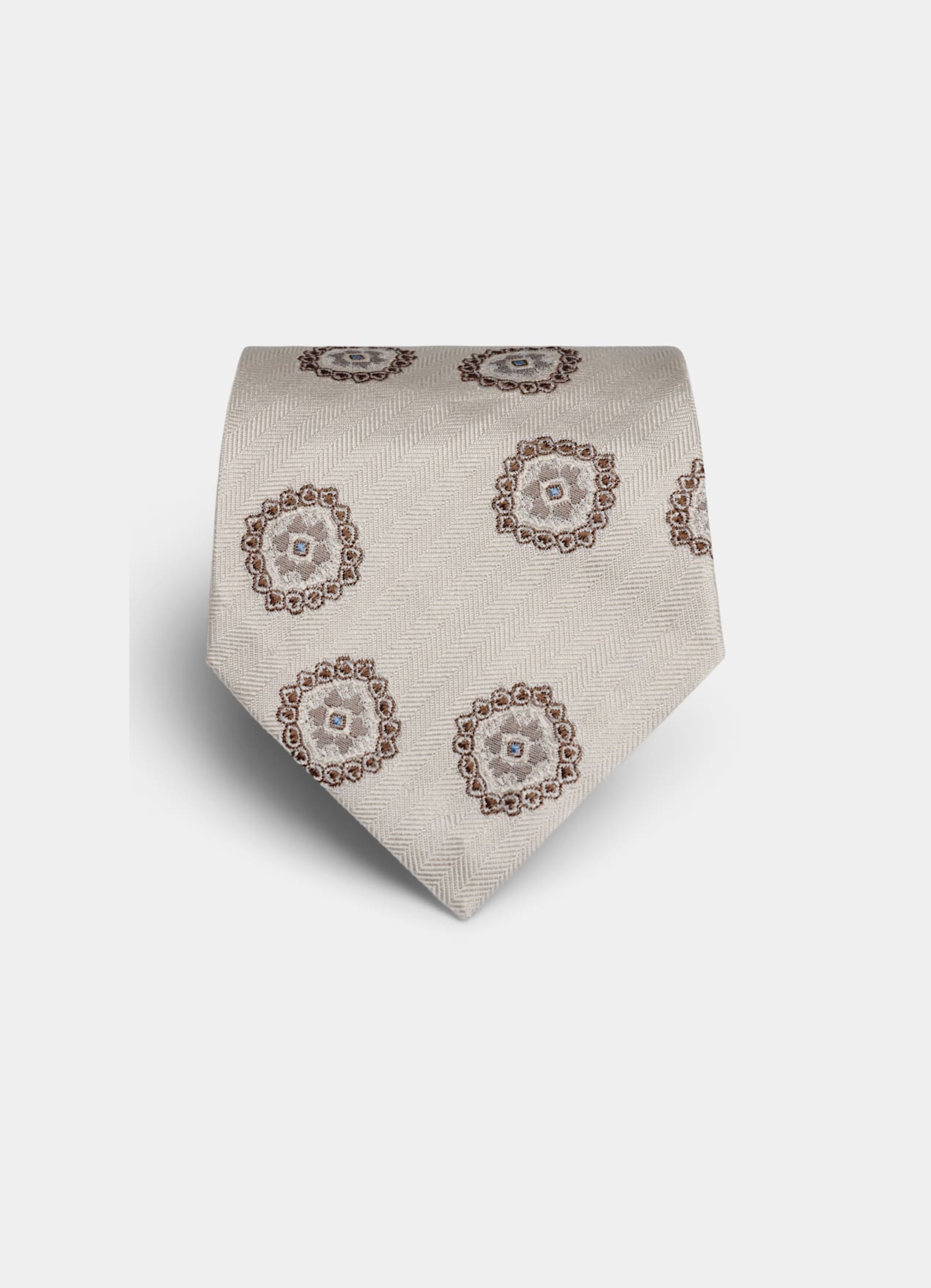 Cravate blanc cassé motif graphique