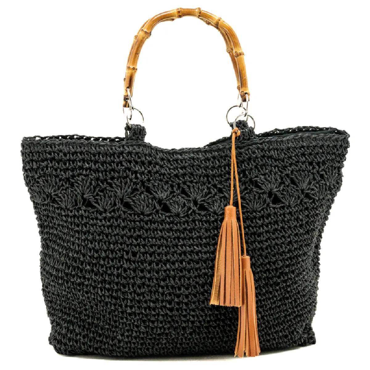 Aubry Gaspard Sac Tressé Noir Bambou