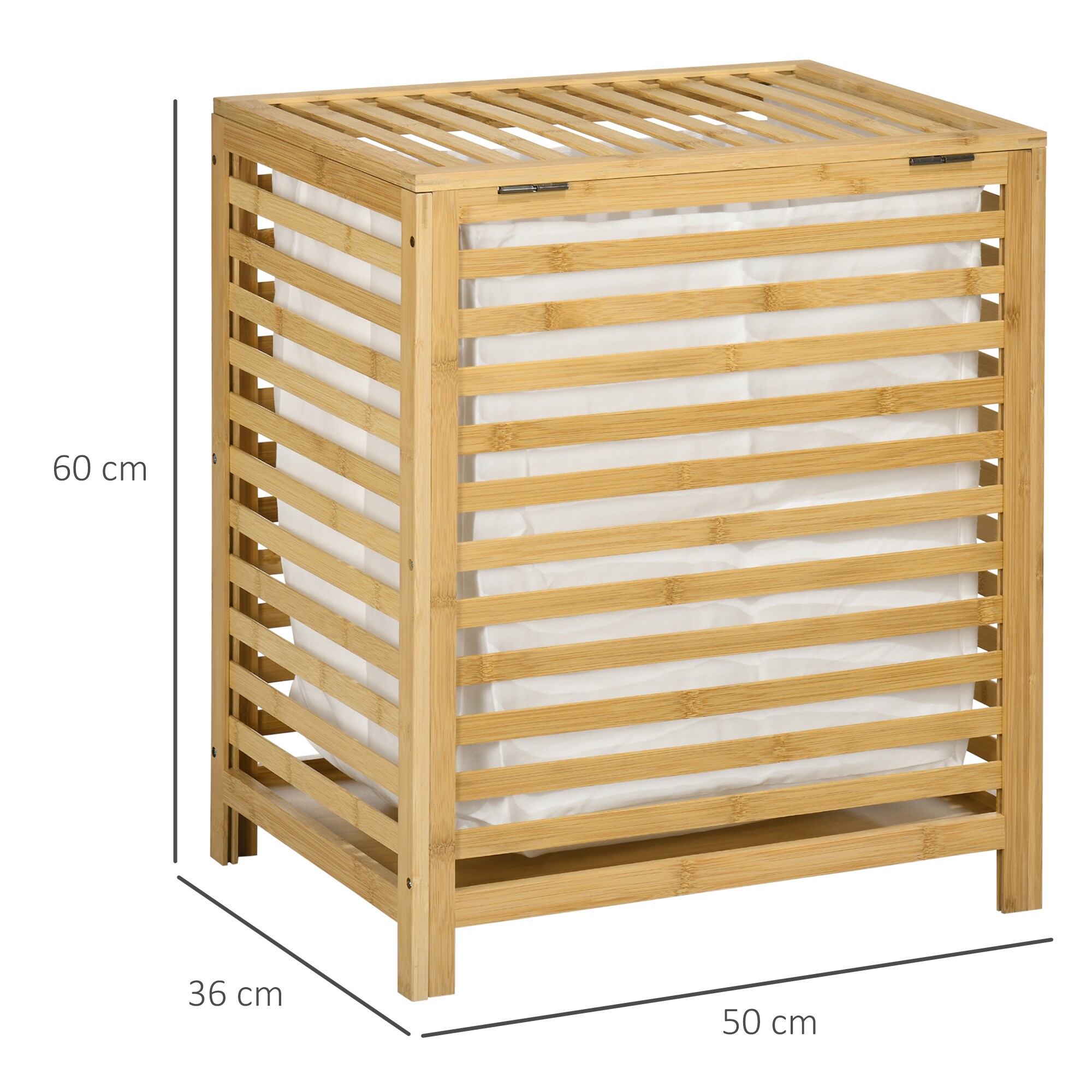HOMCOM Wäschekorb mit entnehmbarem Wäschesack natur 50L x 36B x 60H cm