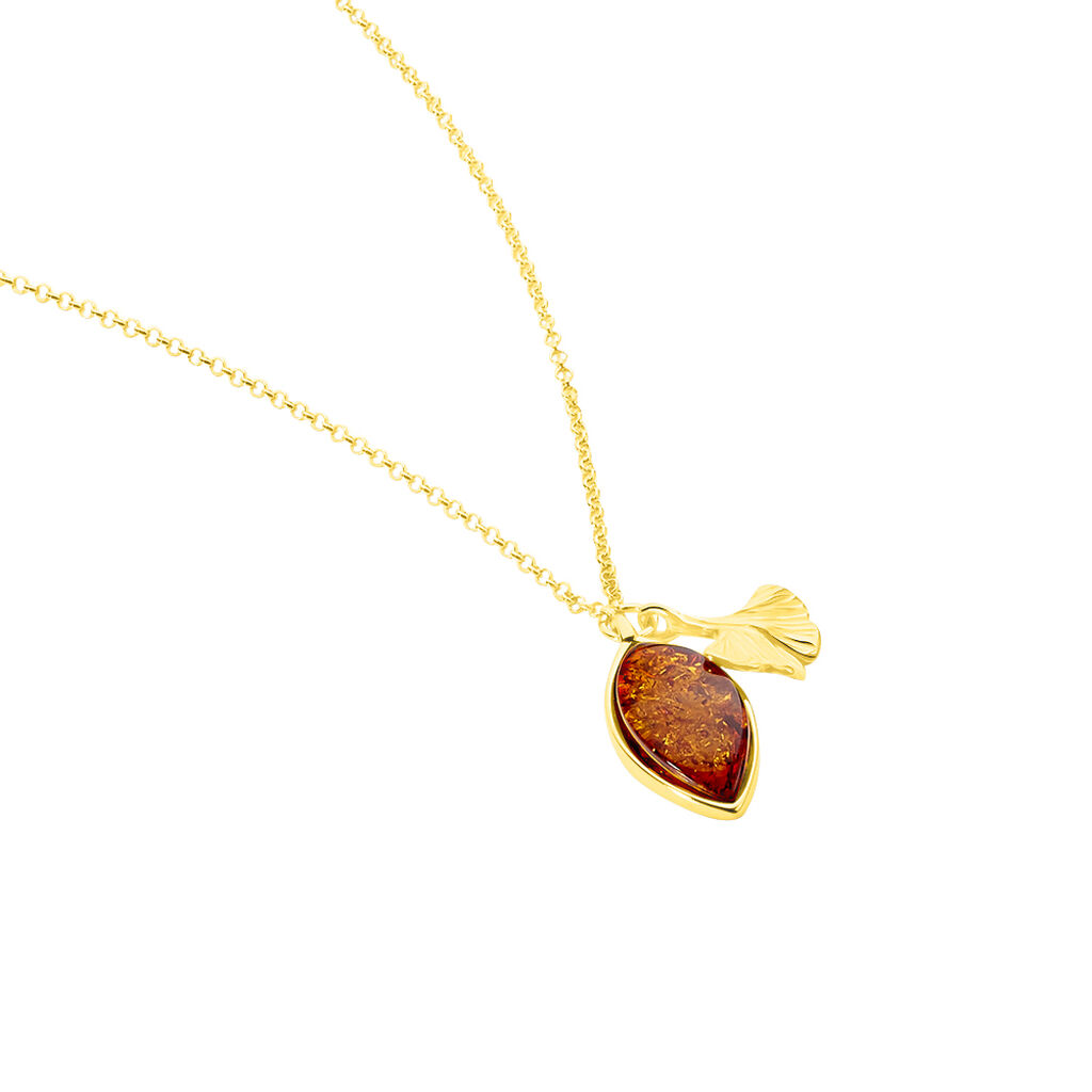 Collier Argent Doré Adriaa Ambre