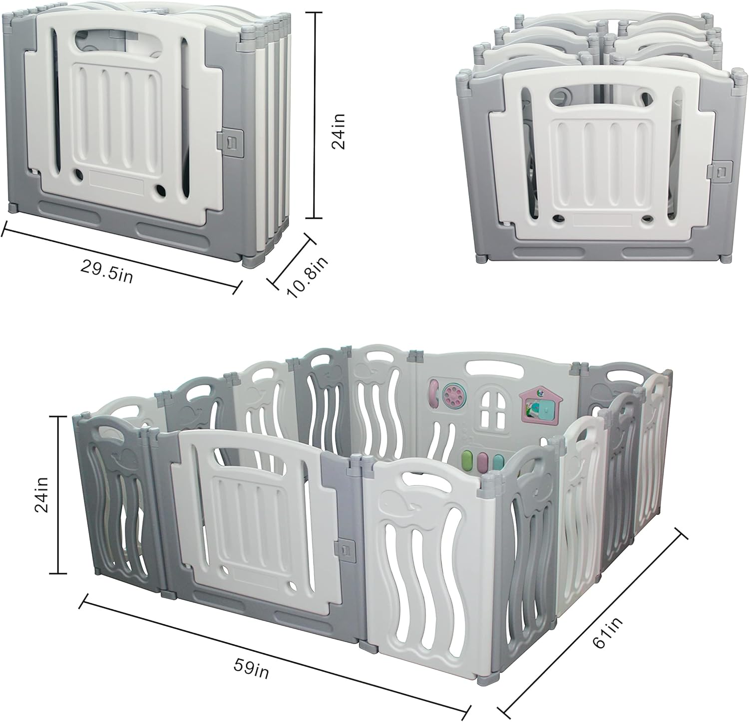 Gupamiga Parc Bebe Modulable 150 x 180 cm, Parc Enfant, Parc de Jeux Bébé, Blanc