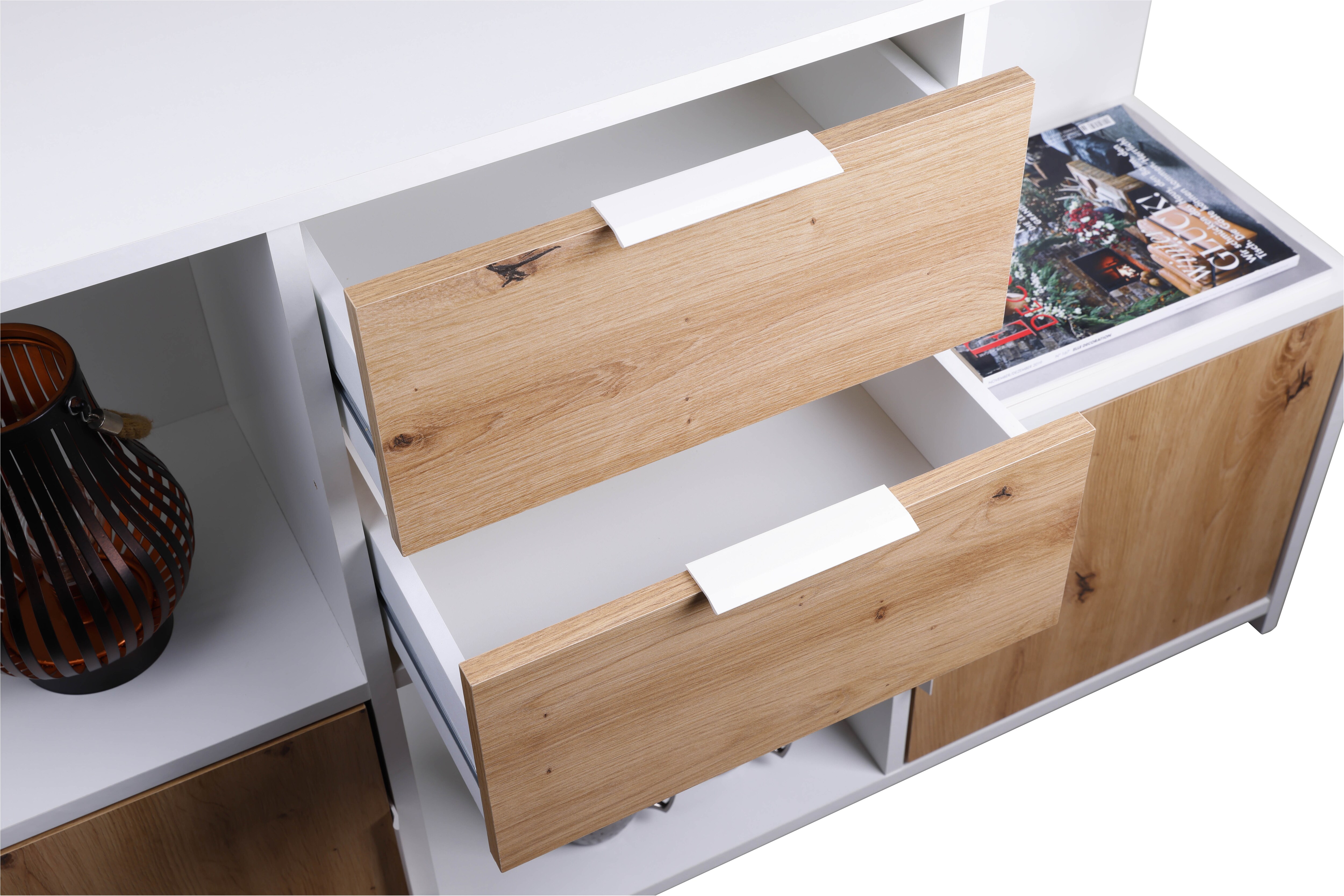 Inter Link Sideboard Pepeto - Weiss und Eiche Artisan Nachbildung - versch. Farben