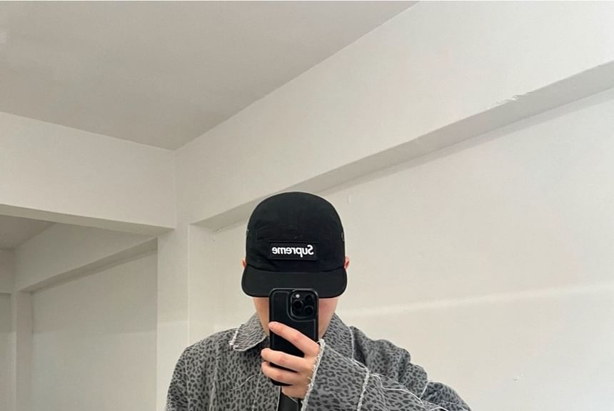 SeoulPop - Unisex luipaardprint cropped jack met knopen