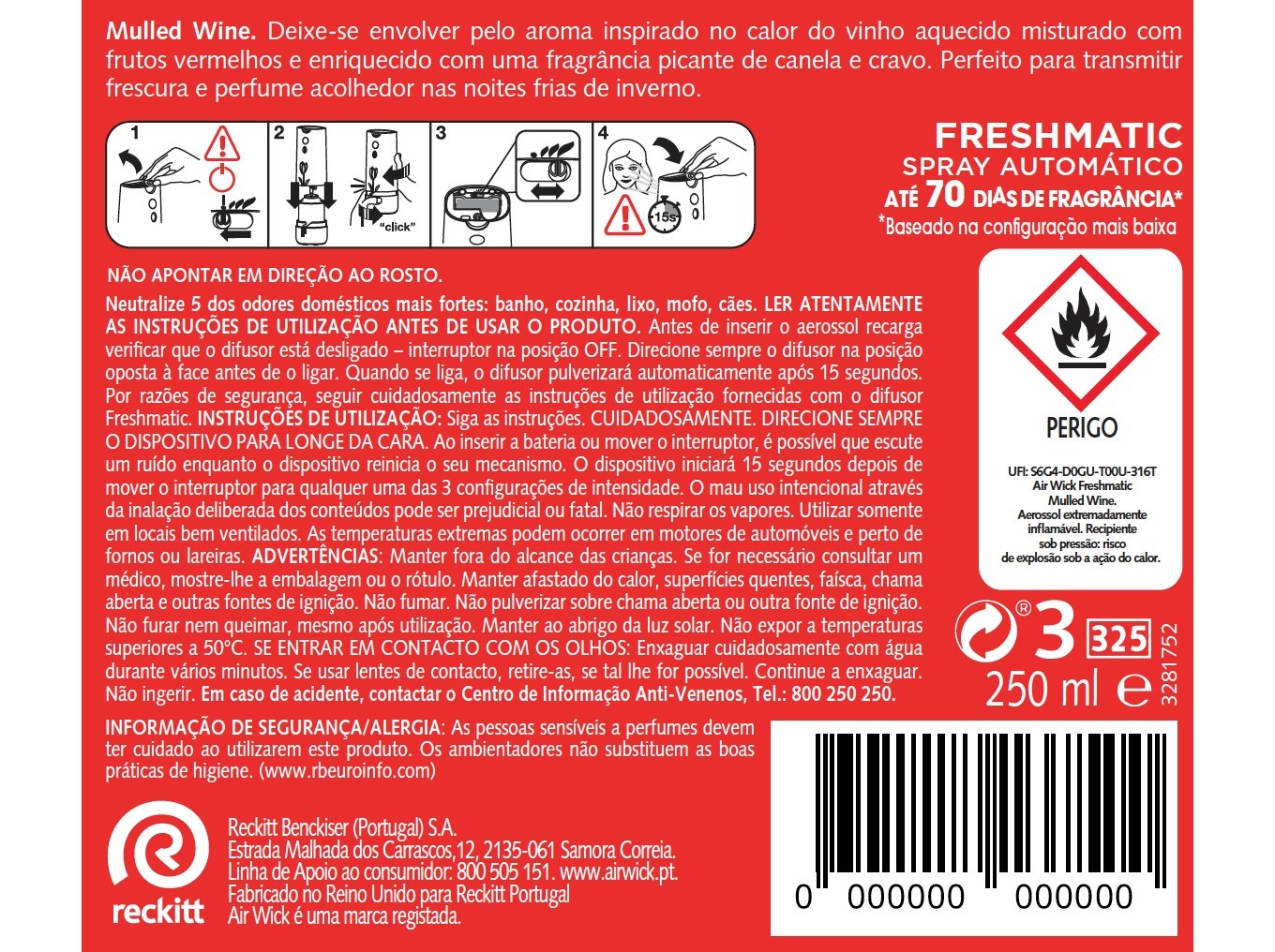 AMBIENTADOR RECARGA AIRWICK FM MULLED WINE 3X250ML