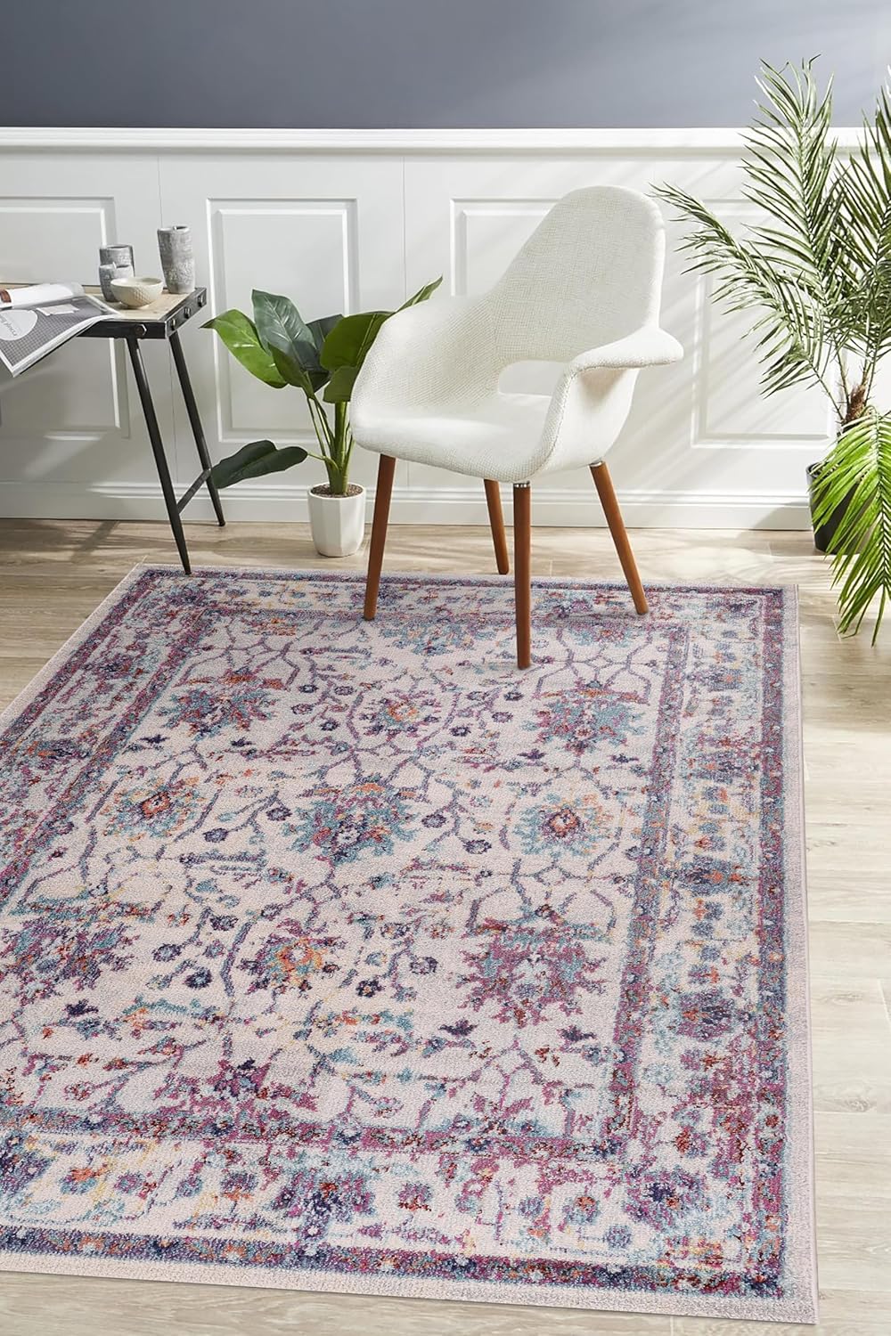 Wilton Vintage-Teppich für Wohnzimmer, weicher und strapazierfähiger Teppich, Kinder- und haustierfreundlich, gewebt, klassisches Medaillon-Design im Used-Look für Schlafzimmer, Flur und