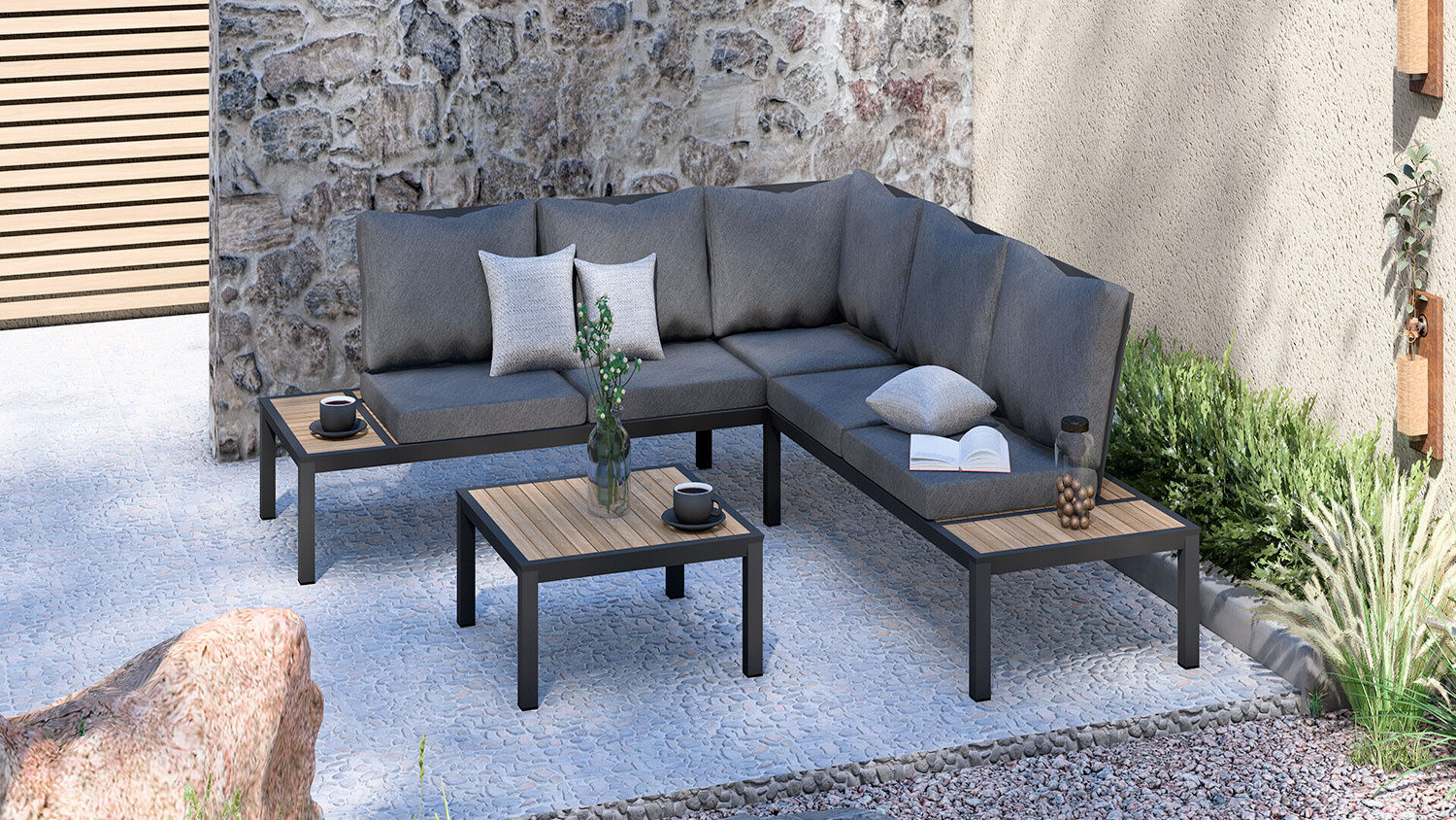 Eck-Lounge Plattform 4-teilig
