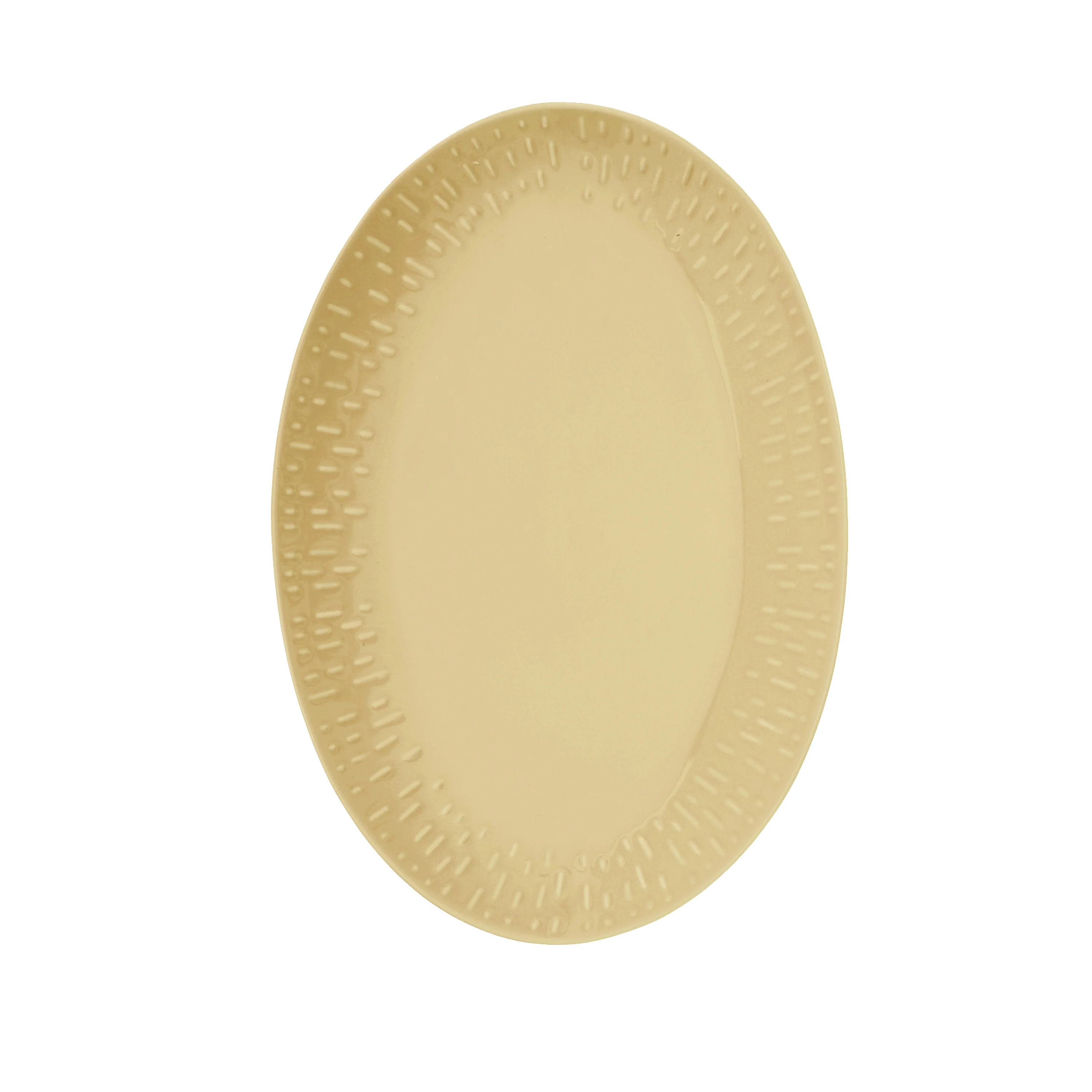 Aida  Confetti Mustard oval fad m/relief - 36x25,5 cm.