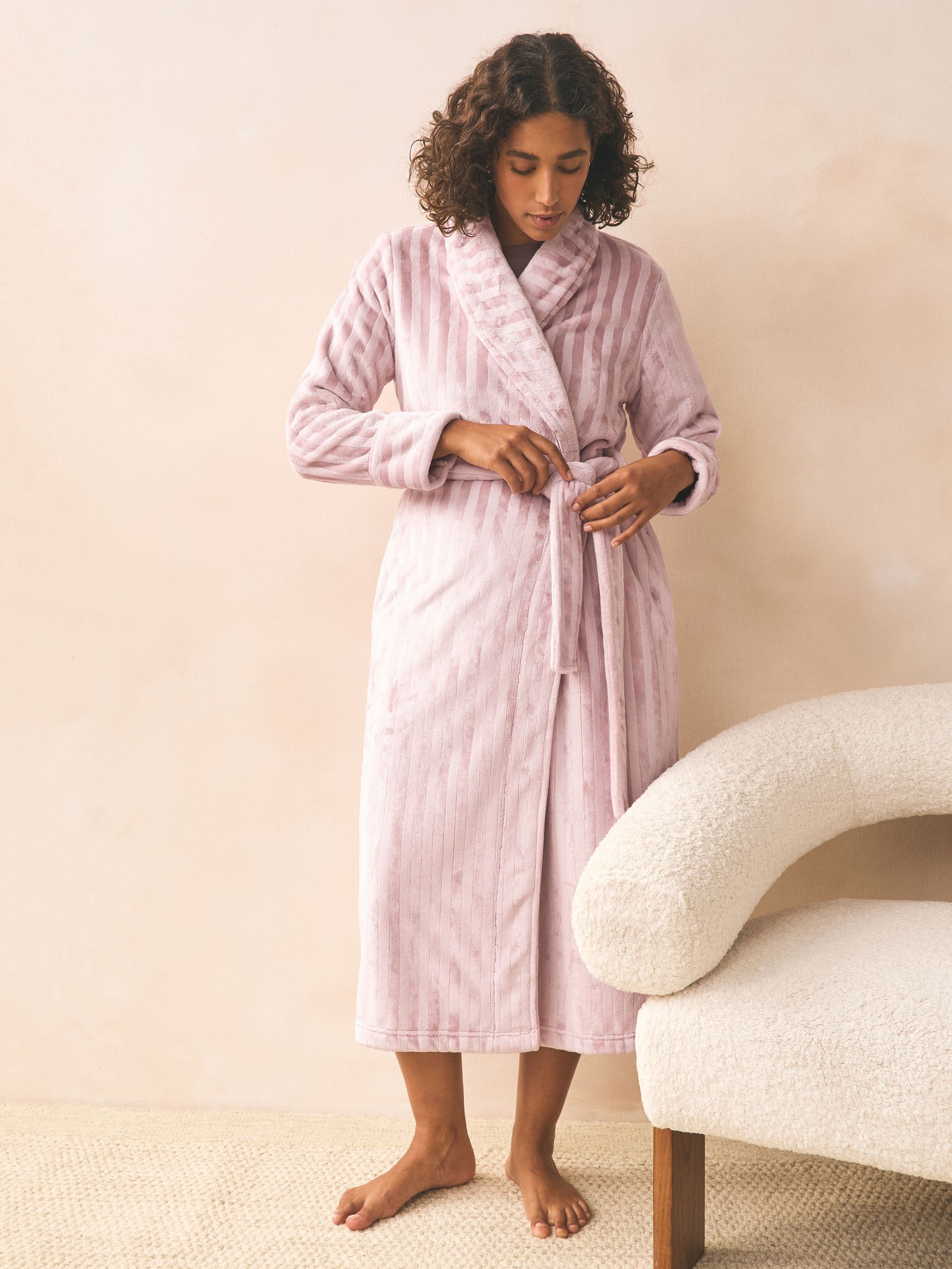 Roze - Supersoft Tonal Stripe Dressing Gown
