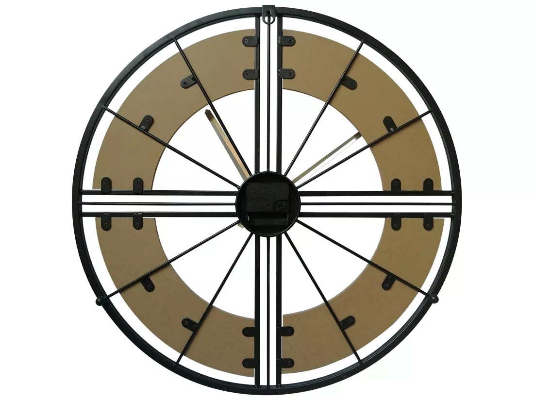 Horloge Murale Décorative Horloges Rondes Mdf Métal Noir Brun 50 cm