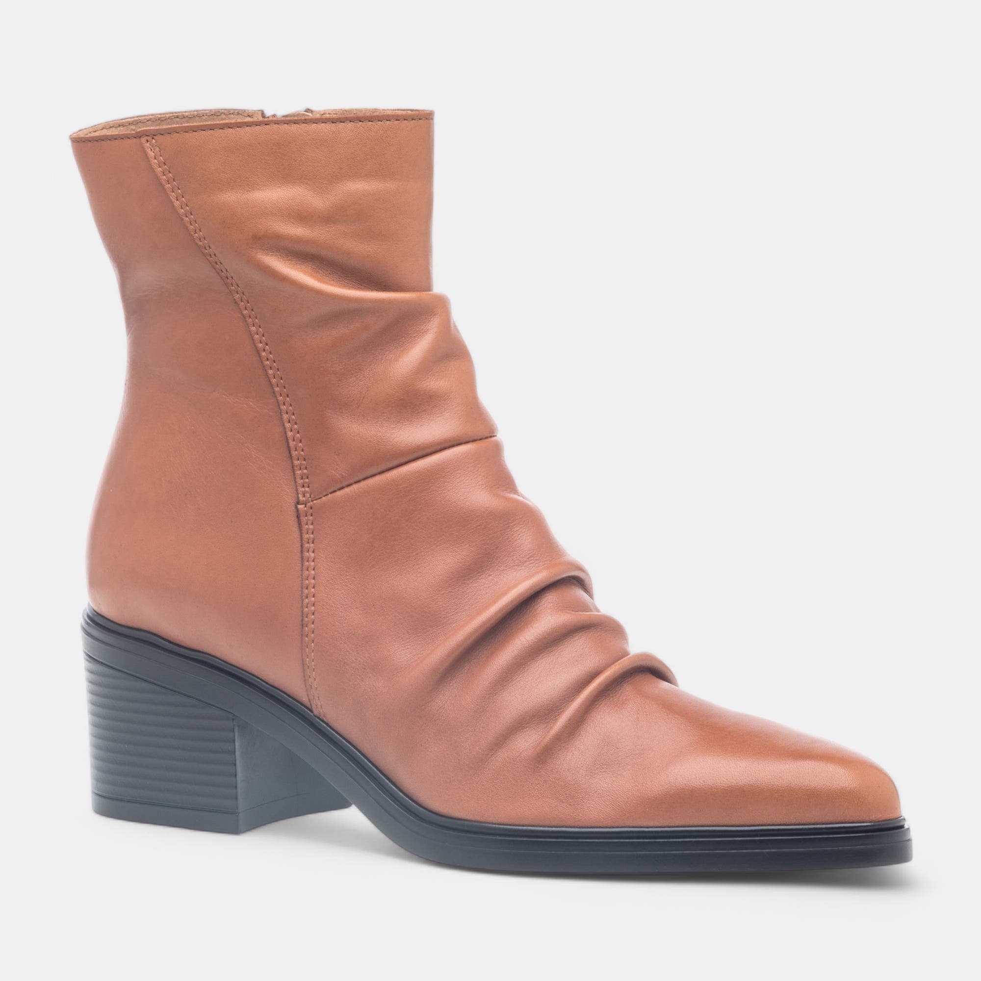 Bottines à talon Femme en cuir cognac