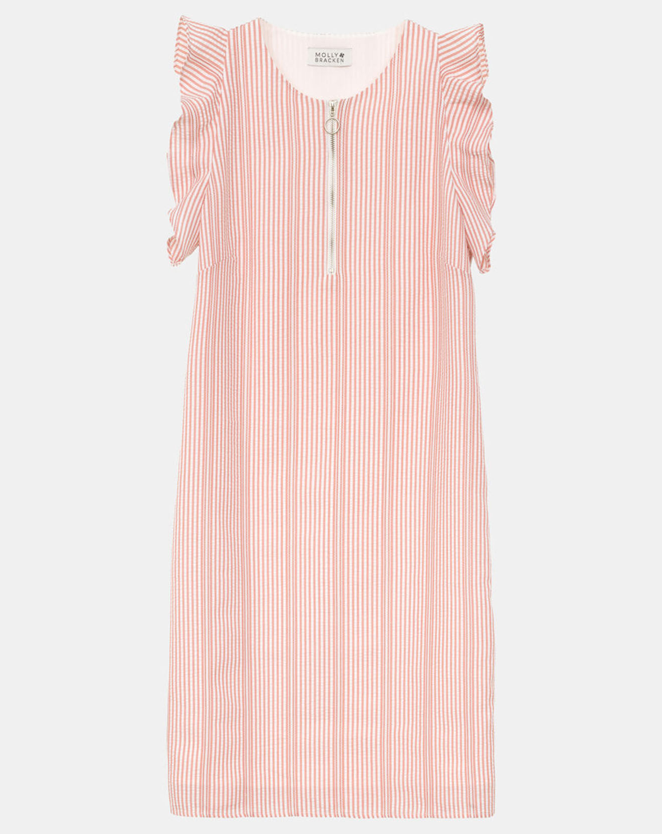 Molly Bracken Robe courte droite à rayures rose/blanc